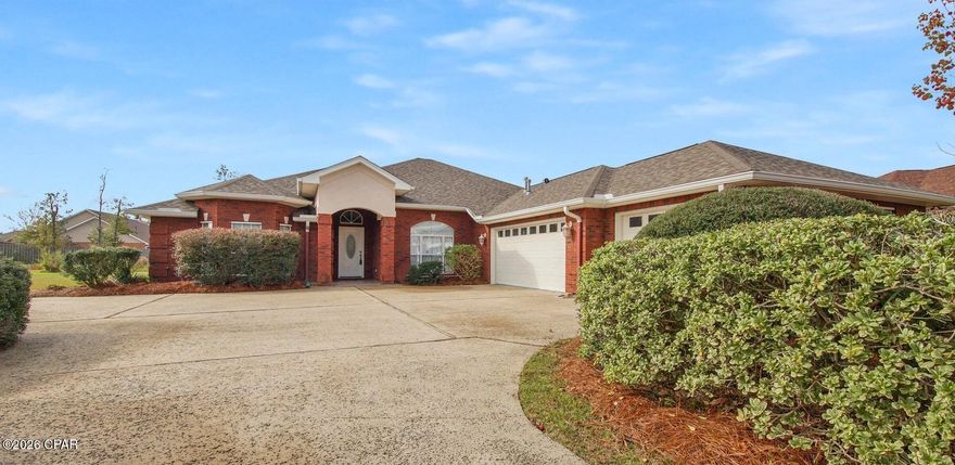 Lynn Haven Landings!
Large Custom Built 4 bedroom 2.5 bath Home with oversized 3 car garage with utility sink on large oversized lot.  This home features open living area with 12 ft ceilings, double sided gas fireplace between living area and bonus room, formal dining, kitchen, breakfast office area, open patio off the kitchen, laundry room with W/D hookups and a extra gas line for a gas dryer, split bedroom floor plan with 8 ft ceilings, master bedroom with private screened in patio with ceiling fan, master bath with soak tub, separate shower, walk in closet, double vanity and make-up area, screened in patio off the living area with ceiling fan continues out to an open patio, large driveway, and lawn service included.  Teco Natural Gas for heat, water heater, fireplace and optional for dryer.  Sprinkler system on separate meter-Reclaimed water!  
No Pets! Master bath jacuzzi tub AS IS!