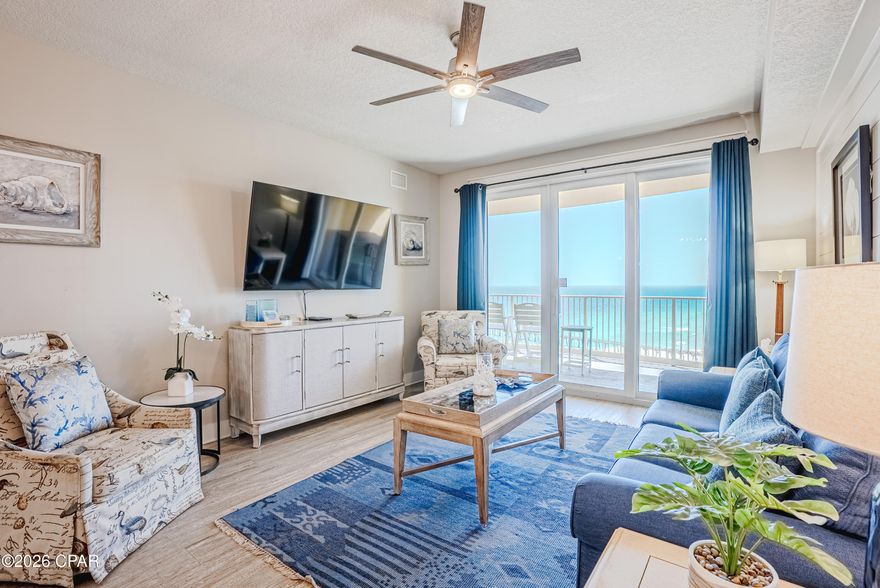 Welcome to this beautifully upgraded 3-bedroom, 2-bath condo in Calypso Tower III, ideally located on the 19th floor with stunning views of the Gulf of America.
This turnkey unit features custom shiplap accents throughout the entry, hallway, kitchen, and living area, creating a modern coastal design buyers love. The kitchen is equipped with quartz countertops, stainless steel appliances, and an upgraded built-in dry bar with wine rack-perfect for entertaining.
Enjoy an oversized private balcony offering expansive outdoor living space and breathtaking sunset views. The unit is sold fully furnished with high-quality décor, making it rental-ready or ideal for a second home.
Unit Highlights:
3BR / 2BA - strong rental layout
19th-floor elevation with Gulf views
Oversized balcony
Quartz countertops + upgraded finishes
Built-in dry bar with wine rack
Fully furnished / turnkey
Resort Amenities Include:
Lagoon-style pool
Hot tub
Cabanas & tiki bar
Fitness center
Covered parking & easy beach access
Located just steps from Pier Park shopping, dining, and entertainment, this property offers excellent short-term rental potential and strong investment value.
Schedule your private showing today, this one stands out from the rest.
