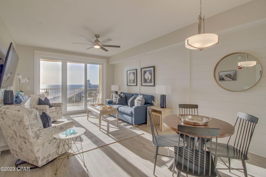 Welcome to this beautifully upgraded 3-bedroom, 2-bath condo in Calypso Tower III, ideally located on the 19th floor with stunning views of the Gulf of America.
This turnkey unit features custom shiplap accents throughout the entry, hallway, kitchen, and living area, creating a modern coastal design buyers love. The kitchen is equipped with quartz countertops, stainless steel appliances, and an upgraded built-in dry bar with wine rack-perfect for entertaining.
Enjoy an oversized private balcony offering expansive outdoor living space and breathtaking sunset views. The unit is sold fully furnished with high-quality décor, making it rental-ready or ideal for a second home.
Unit Highlights:
3BR / 2BA - strong rental layout
19th-floor elevation with Gulf views
Oversized balcony
Quartz countertops + upgraded finishes
Built-in dry bar with wine rack
Fully furnished / turnkey
Resort Amenities Include:
Lagoon-style pool
Hot tub
Cabanas & tiki bar
Fitness center
Covered parking & easy beach access
Located just steps from Pier Park shopping, dining, and entertainment, this property offers excellent short-term rental potential and strong investment value.
Schedule your private showing today, this one stands out from the rest.