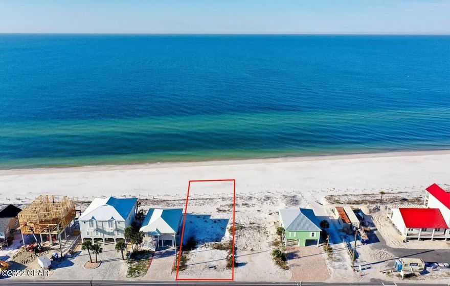 Gulf Front Lot - 50' x 172' Cleared and ready for your new beach home. DEP Approval and permitting required as property is seaward of CCL Line. AE Flood Zone. Previously had a duplex on the property. Beautiful glistening white sand beach and exceptional sunsets year round.