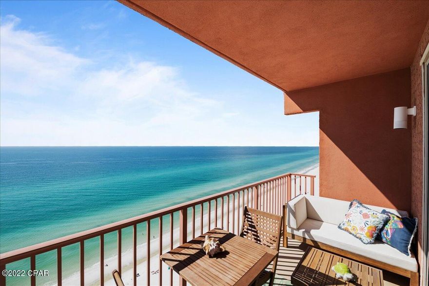 CURRENTLY UNDER CONTRACT, SELLER ACCEPTING BACKUP OFFERS.  EASY TO SHOW!!! INVESTORS DREAM!!!   TOTALLY RENNOVATED PENTHOUSE WITH AN UNOBSTRUCTED VIEW OF THE GULF!  

This is the best view on the beach!  THIS NEVER RENTED CONDO HAS COMPLETELY REDONE!!! SLEEPS 6....Deeded Parking space # 1133. All new stainless steel appliances, new LVP floor throughout, walls and ceiling are now a knockdown texture. Freshly painted. All new trim on the floors!  Locked owner's closet in the master bedroom with keypad lock. Furniture and Decor are chic yet cozy!  This condo has too much to talk about.... Come view this amazing condo  that will indeed be a RENTAL MACHINE!!

Shores of Panama Offer TONS OF AMENITIES to include a 13,966 sq ft million dollar Gulf side, zero entry lagoon style pool and hot tub, h open for lunch and dinner during peak season, coffee shop and full fitness center. Next to Pineapple Willy's and tons of restaurants and entertainment within walking distance. Wal-Mart is just across the street. ONSITE SECURITY 24/7.   NOTE ITEMS DO NOT CONVEY WITH SALE: Wahoo Mounted Fish on Wall, Jim Roberts Fish picture over dining table and personal picture of owner on wall in master bedroom
