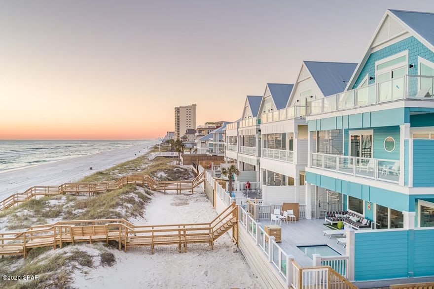 Graced with an impressive backdrop and located just minutes from restaurants, shopping and entertainment of Panama City Beach, this grandly proportioned 4,000 sqft beachfront estate was the subject of a carefully orchestrated by a world-class team of architects, builders, and craftsmen. 



On the main level, you will find a luminous great room overlooking the Gulf of Mexico perfect for entertaining or family gatherings. The modern and fully equipped kitchen is ideal for preparing a delicious dinner or having a quick snack on the bar top.



Each of the homes 7 bedroom offers a peaceful retreat after a day along the white sandy beaches. Fall asleep to the sounds of the waves in the spectacular master suite and sitting area, private balcony and en-suite spa-like bath with walk-in tiled show A sculptural staircase connects all three levels of the homes balconies providing optimal views of sunsets over the water. The upper level boasts a spacious bunkroom haven.

The focal point of the residence is the wonderful Gulf facing pool, heated for year round enjoyment. Surrounded by a sprawling pool deck with exceptional panoramic views of the water and private walkover to the beach, blending indoor & outdoor living in true Florida fashion.

Panama City Beach is a waterfront town and vacation destination in northwest Florida. It's known for miles of white-sand beaches fronting the calm, clear waters of the Gulf of Mexico. St. Andrews State Park, one of 2 protected nature preserves nearby, is bordered by the Gulf and has hiking trails and fishing piers. Pier Park is the main shopping hub and a venue for major events. To ease your installation, this unique home is offered entirely furnished and decorated. The property is ideal for both a second home or short-term vacation rental.