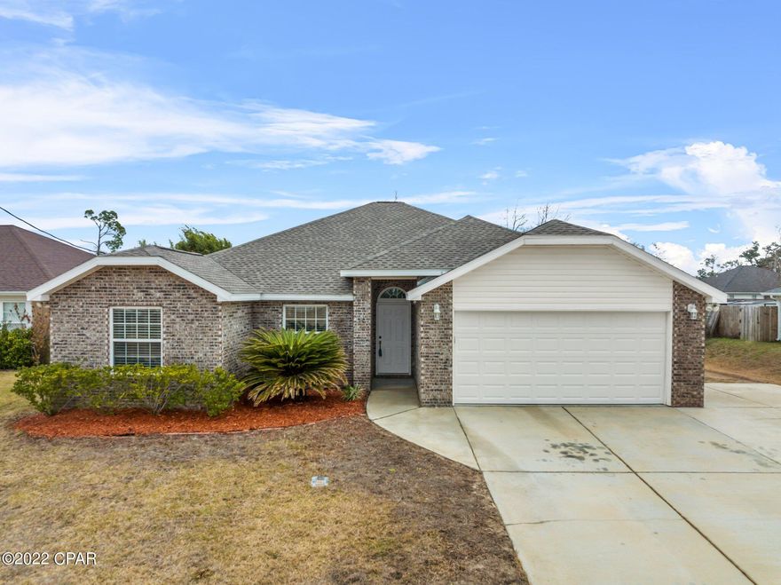 This lovely home has 4 bedrooms, 2 full bathrooms and has been very well maintained. There has been one owner since it's been built. New roof, water heater, garage door, fully fenced yard with big double gate. Extra driveway spaces for boat, view of Fanning Bayou right across the street! Crown molding around the 10' ceilings in the living room, vaulted ceiling in master bedroom. Check out the beautiful fireplace and mantle. Back yard is a nice size and even has 2 swings and an extended back patio. The house also features lovely tile floors that look like wood and new carpet in bedrooms. Master bathroom has 2 closets and a double vanity. Check this house out today!