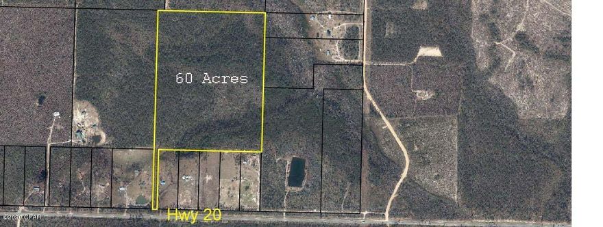 CURRENTLY UNDER CONTRACT, SELLER ACCEPTING BACKUP OFFERS- 60 Acres off Hwy 20 with private entrance road from Hwy 20. Currently planted Pines, but endless possibilities.