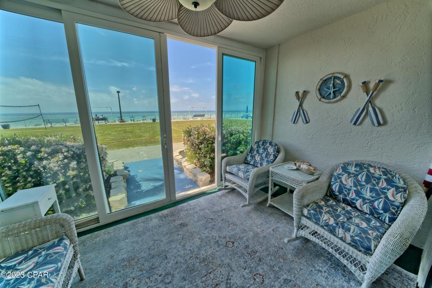 This is a beautiful must see unit and it a rare opportunity to own a three bedroom Gulf Front, Ground Floor unit. There are only 2 three bedroom Gulf Front units on each floor.  Never have to ride an elevator, just walk out the beach front door and you are on the Beach. Regency Towers is a family oriented gated community. This complex has two large pools one of which is heated in. the winter. It is near nice restaurants.This unit is loaded with upgrades: HVAC is serviced twice a year, Appliances less than 4 years old, furniture less than 3 years old. Bathrooms remolded in 2019, Windows and sliders replaced in 2017 -2022, painted 2021, new bedroom flooring 2022, new light fixtures 2021. All information is believed to be correct but should be verified by the Buyer. Pets are not allowed.