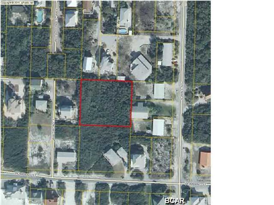 This property is the northern 1/2 of Government Lot 136 in Inlet Beach. It is approximately 165' wide by 148' deep. According to the Inlet Beach Neighbor Plan, the parcel can be split into two properties, but that would have to be verified by Walton County. The property has two Inlet Beach Water System water meters installed and has electrical service to the edge of the property. This property is across the street from the Gulf of Mexico. There are no homes currently located on the beach front property directly across the street from this property. It is approximately 500 feet from the western border of Rosemary Beach. The property is completely wooded with natural vegetation.