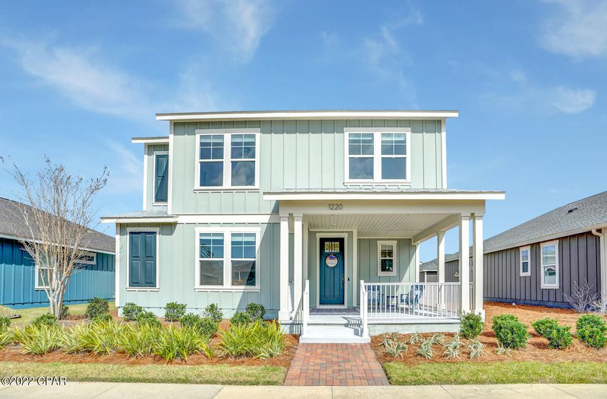 This popular Captiva plan features 4 bedrooms/2.5 baths on wide lot with a 3 car garage. Porcelain wood look tile flooring through out whole house. The spacious eat-in island kitchen with quartz countertops, walk-in pantry opens to a large family room. The covered lanai is perfect for outdoor entertaining overlooking the backyard.  Owner's suite has a tray ceiling, separate tub / shower and walk-in closet. Laundry room conveniently located on the second floor. All within one of the most desirable master plan communities in the Panhandle. SweetBay amenities include several parks, pools, bay access and a grocery anchored town center and marina coming soon. All measurements must be verified if important.