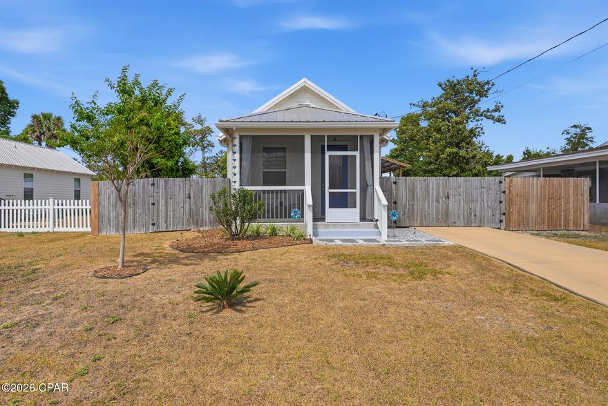 Welcome to a beautifully built 2021 home offering quality construction, thoughtful upgrades, and one of the largest buildable lots in the area--all just minutes from Downtown Panama City,  St. Andrews Bay and Ascension Sacred Heart Bay.  Flood zone X so no flood insurance required.  
From the moment you arrive, you'll appreciate the extra space, privacy, and ample off-street parking, perfect for boats, RVs, and entertaining. This gorgeous and well maintained home was built with durability and efficiency in mind, featuring 2x6 exterior framing, property line extends approximately 3 feet beyond the privacy fence
climate-controlled attic with AC, impact-resistant windows, blown cell foam insulation, and a metal roof--giving you peace of mind and long-term value.
Step inside to find LVP flooring throughout, 9-foot ceilings, and soaring cathedral ceilings reaching 13 feet in the primary bedroom, creating an open, airy feel. The kitchen is designed to impress with granite countertops, a granite  island, soft-close cabinetry, and a custom tile backsplash--perfect for everyday living and hosting.
Enjoy your mornings or evenings on the covered, screened-in front porch, or on your pool deck overlooking your expansive property. Stackable washer and dryer convey.  Since construction, the seller has added incredible upgrades:
12 x 44 x 14.5 RV pole barn with 30 & 50 amp hookups
12 x 22 carport attatched to pole barn
10 x 20 climate-controlled shed with 20 amp power & double lofts
24 ft wide / 54 inch deep above-ground saltwater pool with walk-in deck
Gravel/Sand stabilizer grids under pole barn/carport
Screened-in front porch
Privacy fence with 3 gates 
30 amp house hookup for portable generator
Expanded granite kitchen island and tile backsplash
Culligan water filter/softener 
Don't miss your chance to own a move-in-ready home with space to truly live the Gulf Life.  Buyer to verify all measurements and information.