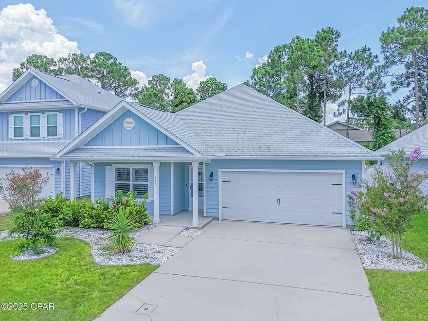 Experience the lifestyle of living where most people vacation. This property is perfect as a primary residence or a second home. Seller is open to considering all offers.  Move In ready! Location Location Location! .2 miles to Shipwreck Island and .8 miles to Miller County Pier, and white sandy beaches, Don't Miss Out! Whether you're looking for a primary residence or a smart investment opportunity, this 4 bedroom, 2 bath home in Moonraker offers the ideal blend of comfort and value. Home has been deep cleaned and power washed, ready for you to make it your own. 
Welcome to your cozy family retreat! This beautifully maintained one owner 2020-built home. 
4 spacious bedrooms and 2 full bathrooms - ideal for growing families or hosting guests.
Spacious kitchen - features plenty of counter space, double oven, storage and an island, with room for a dining table.
Kitchen flows seamlessly into an inviting living area. Home has plantation shutters throughout, helping keep the utilities low. 4 nice size bedrooms and two full baths. 
Inviting Screened in porch with attached deck- relax with the morning coffee or dine al fresco while enjoying the gentle Florida breeze. 
Landscaped yard - includes 3 citrus trees (Orange, Lime and fig)
Low HOA gives you access to a sparkling community pool and a built in grilling area just steps from your front door. All this in a safe, quiet neighborhood with a friendly, family atmosphere. 
Enjoy an Unbeatable Panama City Beach Location, You're within walking distance of popular attractions: Shipwreck Island Waterpark and the M.B. Miller County Pier. Daily conveniences are just a short golf cart ride away. Publix supermarket and Home Depot sit side by side nearby, so groceries and home projects are quick errands. You'll also find plenty of shopping, casual dining and local eateries a breezy trip away.  Weather its Ice Cream on the beach or pizza night at home, the best of Panama City Beach living is easily accessible.  Everything about this home and location feels like a vacation every day - yet has all the comforts of home.  Don't miss this rare opportunity to own a newer family home in an amazing community. Call listing agent for a showing.
If measurements deemed important, please verify