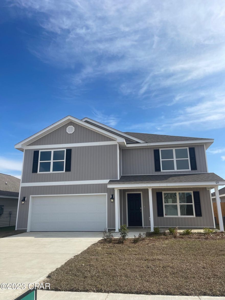 The Hayden is a 5 bedroom, 3 bath, 2 car garage floorplan. As you enter through the foyer, you will find a large open living space joined by a gorgeous dining and kitchen area with Whirlpool stainless steel appliances. Bedroom 1 is located on the second floor of the home and features a bath with a garden tub, separate shower, dual vanity sinks and large walk in closet. Standard features of this home also include; vinyl flooring throughout, carpet on the stairs, hallways, bedrooms, laminate countertops, and traditional 8' ceilings. Living here would mean that you are approximately 5 minutes to Tyndall Air Force Base and close to numerous shopping and dining establishments. If you're looking for the perfect community, you've found it! Pictures may be of similar, but not necessarily of subject property, including exterior and interior colors.

This home comes standard with a Smart Home Technology package which includes a KwikSet keyless entry, Skybell doorbell,
automated front porch lighting, an Echo Dot device, and Quolsys touch panel which can be integrated to control your lighting,
thermostat, front door and so much more. A builder 10-year structural warranty is also included.