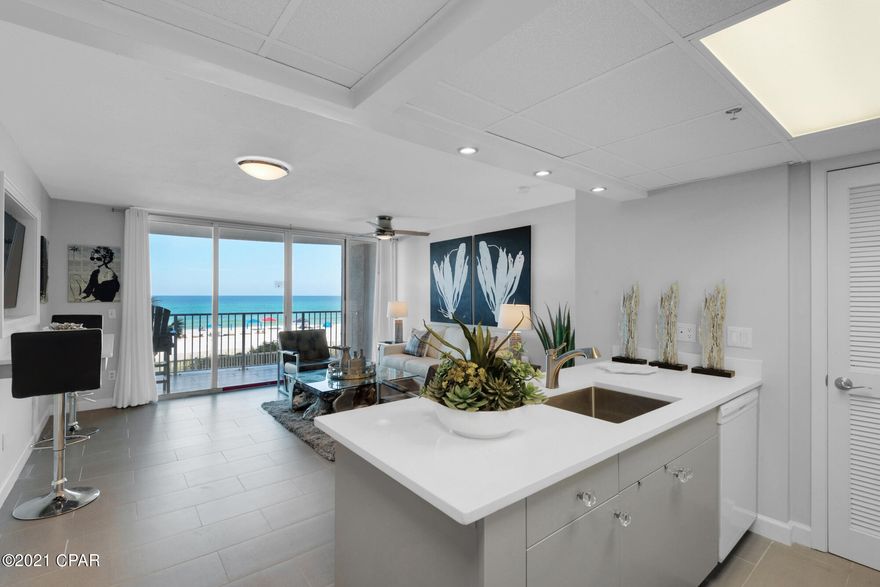 CURRENTLY UNDER CONTRACT, SELLER ACCEPTING BACKUP OFFERS INCREDIBLE 1-Bdrm Luxurious Condo at highly sought after LONG BEACH REORT. This spectacular condo is located in Tower 4 on the 1st Floor. (One level up from ground level) incredible beach views. Floor to ceiling windows in Bdrm and Living areas. Completely upgraded. New cabinetry, Corian countertops throughout, new kitchen appliances, built-in floating dining table, leather sofa, Z-Gallery 40 x 40 luxurious coffee table, gorgeous glass tiled shower, soft gray tile flooring throughout and on balcony. Full sized Whirlpool washer and dryer. Totally turnkey with excellent rental history. Current propertymanager available if you wish to maintain in rental program. Long Beach Resort has approx. 1300 feet of beach frontage, fully gated at s 24/7 on-site security resort features Lagoon Pool with Hot Tub and two Polynesian Pools with Hot Tubs.