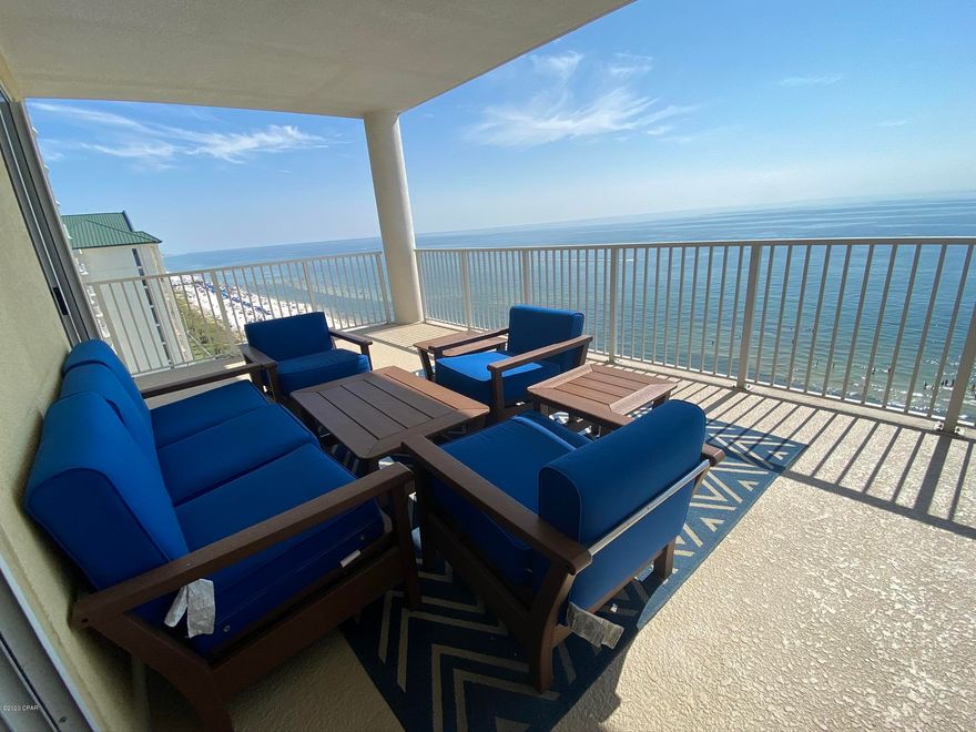CURRENTLY UNDER CONTRACT, SELLER ACCEPTING BACKUP OFFERS Beautiful 4 bedroom 4 bath with both master bedrooms on the gulf! This exceptional unit is beautifully furnished, fully equipped, and features breathtaking views of the Gulf from the 14th floor grand balcony. This unit is upgraded and gorgeous with large neutral tile throughout for easy and enduring maintenance, newer AC providing coastal green air quality (can't stop a Trane 4 yrs), brand new water heater, and newer furnishings that are neutral and of good quality. The interior paint is beautifully  done 2 years ago all ceilings retextured this year. The balcony is very well furnished with new composite out door patio sets and storage bins. The washer and dryer is less than a year old as is the dishwasher, hot water heater. Parking Overflow parking is located across the street in the large public parking area is available with the parking lot app (called Passport Parking Google Play or Apple App Store) and parking fees info is available on  the app per time frame used. So come enjoy the oversized balcony, read your favorite book and sip your favorite drink. Cool off with a dip, your just footsteps to the beautiful emerald waters and powdery sugar white sands of the Gulf of Mexico. This one is equipped to service tenants or owners right down to the two sets of linens, dishware, silverware etc. Sold as viewed!
