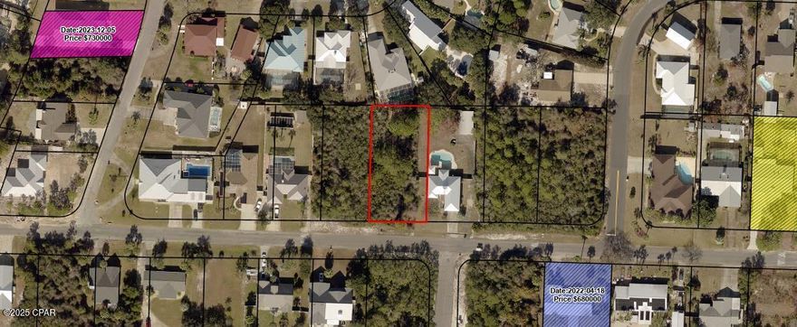 One of the last oversized lot located on the west end of Panama City Beach in well-established Gulf Vista. NO HOA!  Food zone X.  Close to beaches,  Pier Pier Park, International Airport, 30-A, shopping and restaurants!  High and Dry!