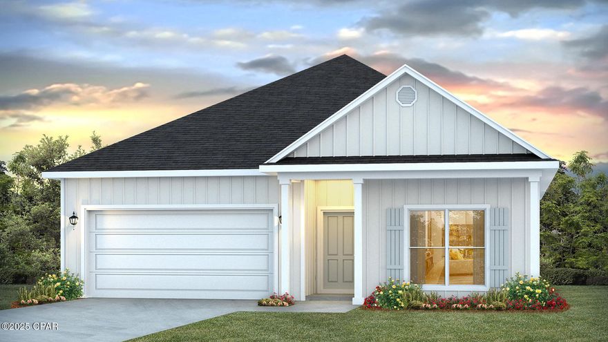 Welcome to 636 Melrose Way, a new home at Bayside at Ward Creek in Panama City Beach. This home is under construction and features the Rhett floorplan, a four-bedroom, two-bathroom home with over 1,700 square feet of living space. As you enter this home through the bright entryway you will find EVP flooring in the foyer leading to three guest bedrooms. Continuing through the foyer you will find an open and spacious living area. The kitchen serves as the heart of the home and features quartz countertops, beautiful white upper and lower cabinetry and a stainless-steel appliance package that includes a smooth top stove, microwave, and dishwasher. Enjoy spending time with guest and family comfortably with your open kitchen. 

  
 
The primary bedroom is located off the living area and has private ensuite bathroom with a large shower with glass enclosure, dual sink vanity with quartz countertops and lower cabinetry for storage, a separate water closet and large soak tub as well as a large closet. The guest bedrooms have spacious closets and share a full bathroom with shower and tub combination. Each bedroom has plush carpet and spacious closets. This home has a Home is Connected® Smart Home Technology Package.  

Enjoy afternoons or morning coffee from your covered back patio or relax on your front porch as you look out to your lawn and a flower bed off the entry walk. This home is located just a short walk from the community pool. Call us today for more information on this home.