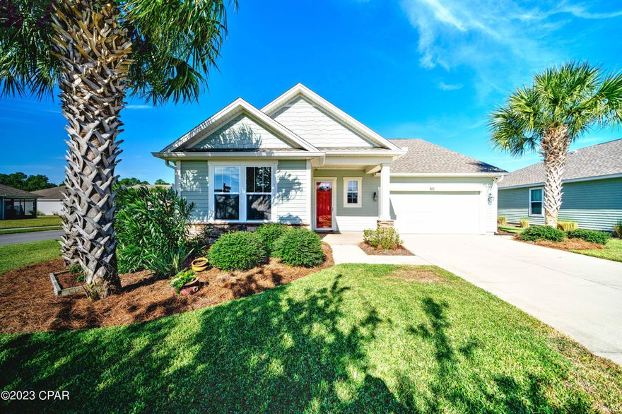 CURRENTLY UNDER CONTRACT, SELLER WILL CONSIDER BACKUP OFFERS - Welcome to this beautiful, move-in ready home with 4 bedrooms and 3 bathrooms, that sits on an oversized corner lot, complete with a gorgeous PRIVATE SALTWATER POOL perfect for entertaining or enjoying family time with its ample outdoor living space. The home features an open floor plan with a split bedroom layout. The kitchen has a large granite island with breakfast bar, lots of cabinets, stainless gas range, lots of natural lighting and its open to the living room. The master bedroom, 2 guest bedrooms, 2nd bathroom, and laundry room are located down stairs, with a 4th bedroom and bathroom being located upstairs. There is also a large attic area for extra storage that can be easily accessed through a door at the top of the stairs. There are window alarms and door safety handles on the exit to pool for added security, hurricane shutters, a sprinkler system, and an attached 2 car garage. The home has been meticulously maintained, and the carpet has been recently replaced.
The home is located in the family-oriented, coastal community of Breakfast Point, in close proximity to fine dining, shopping, Pier Park and the sugar white sand beaches and emerald-green waters of the Gulf of Mexico. The community features sidewalks, multiple parks, and playgrounds, and this home is located in the school district for Breakfast Point Academy.
Whether you decide to use this as a permanent residence or vacation home, this property has endless potential! Call for a showing today - you do not want to miss out on the opportunity to own this beach home! All information including age, square footage, lot and room sizes approximate. Please verify if important.