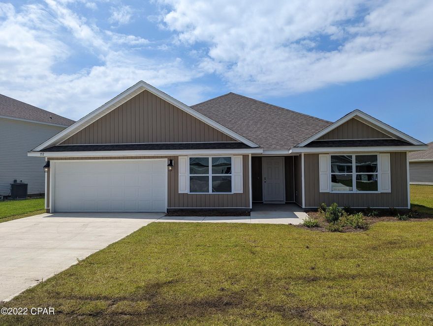 Welcome to Bridge Harbor, located just minutes to shopping, dining and Tyndall AFB. The Sawyer plan is a stunning 5 bed, 3 bath, 2 car garage home. Interior features include granite kitchen and bath countertops with over-mount sinks, traditional 8' ceilings, and beautiful ivory painted cabinetry. Vinyl flooring is throughout the entire home with plush carpet in all bedrooms. The home also features Whirlpool Stainless steel appliances which include a free-standing electric range, dishwasher, and microwave. Exterior features are that the home is enclosed within a four-sided vinyl exterior, reinforced concrete foundation with wire mesh and rebar. With an aluminum-wrapped concrete foundation. A standard Smart Home package includes a KwikSet keyless entry, Skybell doorbell, automated front porch lighting, an Echo Dot device, and Quolsys touch panel which can be integrated to control your lighting, thermostat, front door and so much more.

Pictures, photographs, floor plans, elevations, features, colors and sizes are approximate for illustration purposes only and will vary from the homes as built. Home and community information including pricing, included features, terms, availability and amenities are subject to change and prior sale at any time without notice or obligation. For Move-In/Completion Estimates: Ready dates are estimates only. Timing of completion of construction and buyer move-in are subject to contingencies contained in home purchase agreement and governing jurisdictions issuance of a certificate of occupancy, and may change due to forces majeures and other delays or disruptions outside the reasonable control of the Builder.

A builder 10 year structural warranty is also included.