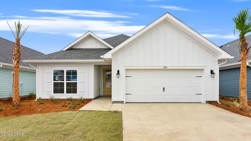 Welcome to 933 Crystal Bayou Boulevard, a new home that is ready for move in at Breakfast Point East Phase II.  This home features the Lily floorplan with a bright foyer and EVP flooring leading you to the grand living space which is the heart of the home. A large open concept living area is filled with natural light from the many windows and high ceilings.

The kitchen island overlooks the dining and living areas and is designed with quartz countertops, Herringbone tile backsplash, EVP flooring, and a single basin undermount sink in the island. Just off the kitchen, you'll find a secluded hall leading to the primary bedroom. Located in a private area of the home, this bedroom offers high ceilings and large windows.

The luxurious primary bath is complete with an oversize tile shower, a dual sink vanity with quartz countertops, and a large walk-in closet with shelving. The laundry room is also conveniently located at the other end of the hallway. All three guest bedrooms can be found on the other side of the home along with the two full guest bathrooms. Beyond the interior features and details, every home is equipped with Smart Home Technology. This thoughtful integration of technology ensures that your new home is perfectly designed to meet the demands of modern life. Call us today to schedule a tour of this beautiful home.