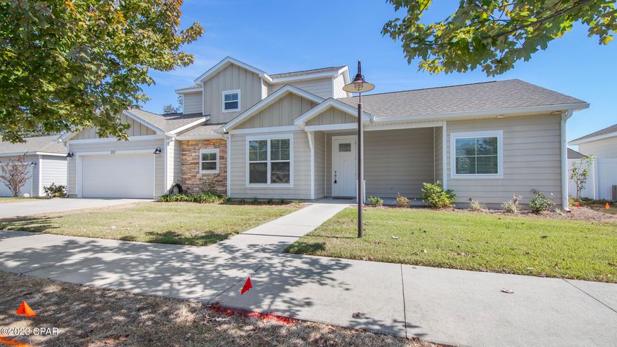 Available now! Welcome to this fabulous rental home that's just a stone's throw away from the gorgeous white sand beaches! Take leisurely walks, bike rides, or even hop on a golf cart to reach the beach or the community pool, all conveniently located in a charming gated golf-cart community. This home is a real gem, well-maintained and boasting stunning custom finishes throughout. The open floorplan features a spacious great room that seamlessly flows into the kitchen, complete with stainless steel appliances, a pearl-like backsplash, under-cabinet lighting, granite countertops, custom cabinets, an island, and a pantry with additional storage. There's also a formal dining room and a convenient breakfast bar. The first floor is where you'll find the primary suite, featuring trey ceilings, barn doors, and a beautifully designed custom tile walk-in shower, a double sink vanity, and a relaxing soaking tub. Tile floors grace the main common areas and bathrooms, adding to the elegance of the space. Let's not forget about the convenient half bathroom downstairs for guests. Upstairs, you'll discover two more generous bedrooms and another full bath. The 2-car garage with epoxy flooring is perfect for your vehicles. Outside, you'll appreciate the hurricane shutters for added peace of mind, lovely landscaping with a sprinkler system, a spacious fully fenced backyard. Don't miss out on this rare find!