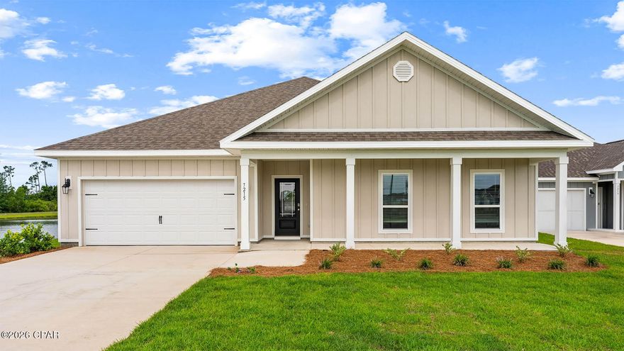 On a corner lot, next to pond with .282 acres! The Victoria is a large open floor plan that is a great addition to our Tradition Series homes at Hodges Bayou. The Victoria is a 4-bedroom, 2.5-bathroom, 2 car garage home that has 2,275 square feet and many features. It is a popular floorplan built at many of our communities here in the sunny Panama City, Florida. As you approach the Victoria floor plan, you will notice the large covered front porch and beautiful Hardie Board Plus siding that covers all sides of the house. There is also a covered back patio that has plenty of room for patio furniture to enjoy your morning coffee or having friends over. 

On the inside of the Victoria, you'll notice the sunlight that radiates throughout the home from the many windows and the EVP flooring throughout the main areas of the home. Each bedroom has plush carpet floors and closets with ventilated shelving. The large open living room has tray ceilings and a ceiling fan and opens to the kitchen and dining area. The kitchen and full bathrooms have beautiful white cabinets and elegant white quartz countertops. The primary bathroom features a double vanity and a separate tub and a shower with glass doors next to a walk-in closet, saving you space in the main bedroom. The guest bathroom also features a double vanity and plenty of cabinet space.

Appreciate the convenience of a Smart Home technology package, featuring keyless entry and an intuitive control panel for your thermostat, lighting, and security systems. The exterior of this home features a Hardie board siding and is uniquely engineered to stand up to the harshest elements from wind, rain, fire, freezing temperatures, and hail on the exterior of this home. Dimensional shingles with 30-year warranty. A landscaped front flower bed at entry way and fully sodded yard. Our Hodges Bayou community features underground utilities making it less susceptible to damage from severe weather leading to fewer outages and more reliable service. Embrace the lifestyle you deserve where every detail is curated for your ultimate enjoyment.

Come and see for yourself why the Victoria is a popular floor plan for new home buyers. To see this floor plan at Hodges Bayou, stop by our model home today or schedule an appointment online.