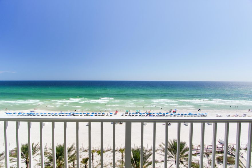 Discover the Boardwalk...Touted as one of the most exclusive resorts on Panama City Beach, the Boardwalk provides a host of amenities, such as gated and roving security, covered parking, a gulf front fitness center, meeting/conference facilities, Kidz Recreation club, zero entry pool, two hot tubs, the gulf-side 'Under The Boardwalk' bar and grill, and restaurant, the Corner Mart ice cream and sundry shop. This desirable 7th-floor condo is 1-bedroom, 1-bath with bunks. It has 9-foot ceilings encased with crown molding. The kitchen hosts 4cm granite counter tops and GE profile appliances. The balcony is spacious enough for all the guests to dine while watching the sun melt into the Gulf. Click on the photos to see the interior. Age, sq.ft., room dimensions, schools, taxes, or any information are listed as an estimate and must be verified by the buyer, if important.