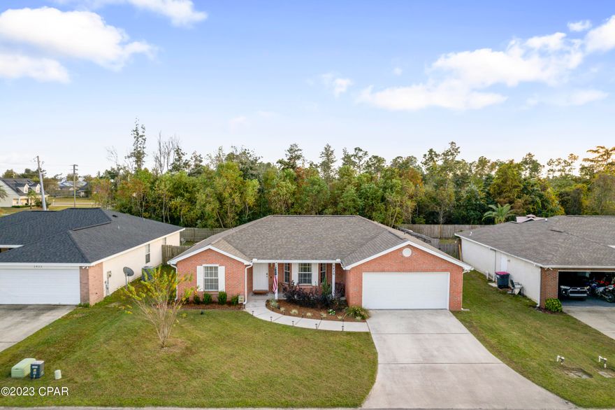 CURRENTLY UNDER CONTRACT, SELLER WILL CONSIDER BACKUP OFFERS
Nestled in a prime location, this brick beauty presents 3 bedrooms, 2 full baths.  Main bathroom, double vanity and a soaker tub with a separate shower.  Family room with a vaulted ceiling and a beautiful bay window, perfect for the holidays.  The fully fenced backyard provides a private retreat. Enjoy the conveniences of proximity to grocery stores, shopping, making daily life a breeze.  Plus, with just a 20-minute drive to Tyndall Air Force Base, this home seamlessly combines comfort and accessibility.  Embrace a lifestyle of ease and charm in this well maintained residence.