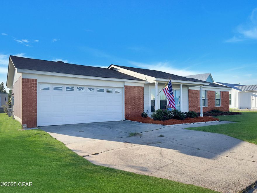 Your Dream Home Awaits in Mexico Beach! Make paradise your new address with this charming 4-bedroom, 2-bathroom brick ranch-style home, perfectly located just a short walk or golf cart ride from the pristine white sand beaches and sparkling waters of the Gulf. Whether you're looking to raise a family, retire in peace, or invest in a great rental opportunity, this single-level home offers flexibility and comfort in a quiet, friendly neighborhood. Step inside to find a bright and welcoming interior, thanks to abundant windows and skylights that fill the home with natural light. Enjoy your mornings or evenings on the cozy covered front porch — the perfect spot to unwind with your favorite drink. Recent updates add peace of mind and modern appeal, including: hardi-board siding added to the front, new windows and storm door, and fresh interior and exterior paint. Roof, HVAC system, and water heater all replaced in 2019. Don't miss your chance to own a slice of paradise. Schedule your private showing today!