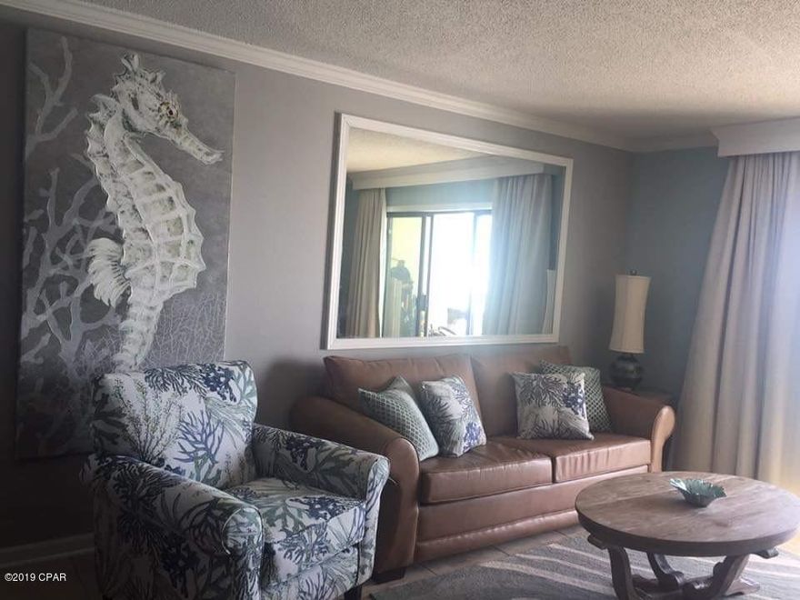 This unit is possibly one of the top five in the building when it comes to renovations and decorations.  Truly turnkey unit. Everything updated - over $40,000 of improvements made in 2017; hurricane damages inside unit completed. Located on the 14th floor gives this unit amazing views of the Gulf of Mexico and evening sunsets. This home is decorated nicely in beach-themed decorations. Sleeps 6.  The Summit is a popular destination offering 2 gulf front pools, 1 is heated when needed, 2 kiddie pools, tennis, shuffle board, grilling area, beach-side playground, fitness center, indoor whirlpool, snack bar and gift shop, two outdoor hot tubs, as well as onsite tiki bar. Gated community. Appointment to view is necessary as unit is a vacation rental.  Please verify dimensions if important.