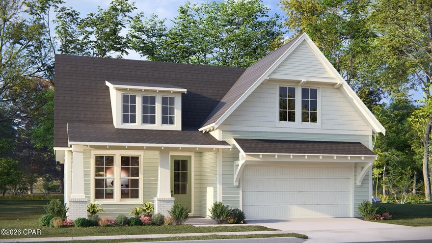 Presenting the Tucker plan by Harris Doyle Homes in Breakfast Point East. This spacious home has 3 bedrooms plus an office and is situated on a conservation home site and offers plenty of comfortable indoor and outdoor living space with a large Great Room and kitchen extending out to a covered lanai. The primary suite features a large tile-to-ceiling shower and walk-in closet. Breakfast Point East is a walkable and golf-cart friendly community near the Gulf!