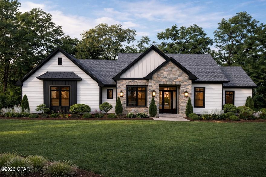 Experience the quality and craftsmanship of this beautiful new construction home being ,built by local builder G6 Properties, known for thoughtful design and attention to detail. Built with 2x6 exterior framing, this home offers enhanced durability, energy efficiency, and long-term value.

As you step inside, you're welcomed by 16-foot cathedral ceilings in both the living and dining rooms, creating a bright and open atmosphere, while 10-foot ceilings throughout the rest of the home maintain a spacious feel in every room. The living room is anchored by a stunning floor-to-ceiling stone fireplace, serving as a warm and inviting focal point. Elegant custom arched entryways throughout the main living space add architectural charm and character.

The luxury style kitchen is a true centerpiece, featuring quartz countertops, natural wood-tone cabinetry, a quartz backsplash, and a custom quartz vent hood. The thoughtfully designed layout includes both a butler's pantry and an additional walk-in pantry, providing abundant storage and functionality for everyday living or entertaining.

Off the dining room, a rustic style wet bar showcases custom cabinetry and a brick backsplash, adding warmth and a perfect space for hosting guests.

The home's split floor plan offers privacy and convenience. On the right side of the home, you'll find three bedrooms and a full bathroom, ideal for family or guests. The left side of the home is dedicated to the spacious primary suite, complete with a tray ceiling and a beautifully designed spa-like bathroom featuring a walk-in shower, deep soaking tub, dual vanities, and a private water closet. The suite also includes a generous walk-in closet with plenty of room for storage and organization.

Blending modern luxury with rustic warmth, this home offers custom details, functional design, and exceptional craftsmanship throughout.