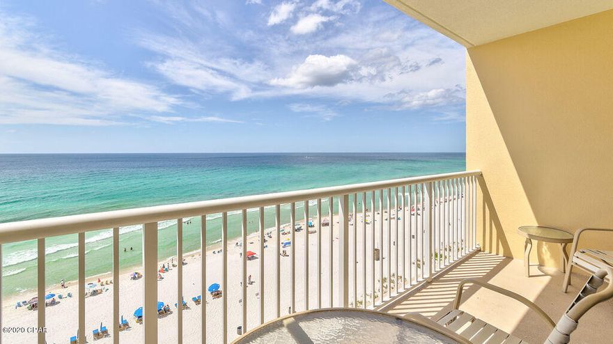 Gulf-Front and right on the water at Majestic Beach Resort. Perfectly located on the 8th Floor with endless coastal views. Private balcony offers Gulf breezes, sounds of the surf, sunsets! This popular floor plan features a bedroom with it's own bathroom and a bunk room with access to the guest bath. You will find many updates throughout. This spacious 2-Bed Condo is furnished and ready to earn rental income! Majestic is Pet Friendly for owners and offers some of the best amenities on the beach. Enjoy Indoor & Outdoor Pools, Hot Tubs, Children & Kiddie Pools. Poolside Bar & Grill, Internet Cafe & Market. Fitness Center with Steam, Sauna, Massage. Movie Theater, Owners Lounge. On Trolley line to Pier Park and the dog friendly beach :)
