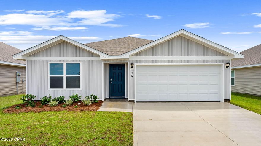 Welcome to the Freeport, a new home floor plan at Liberty in Panama City, Florida. The Freeport is a one-story home with a double garage designed with space for the family in mind and affordability. On the outside of your home, you will see durable vinyl siding, a spacious two-car garage with an opener and a fully sodded yard to the property lines. This home comes equipped with dimensional shingles with a limited lifetime warranty, electronic deadbolts on all exterior doors, weatherproof outlets, and hose bibs. Sidewalks line the neighborhood streets for you to enjoy the beautiful Florida weather at Liberty.

As you enter this 4 bedroom, 2 bath home, you will see 1,458 square feet of spacious, comfortable living. Inside you will see 8' ceilings throughout, engineered vinyl plank flooring throughout the home and carpet in the bedrooms. Granite countertops, white cabinetry and a spacious open living room and kitchen make this home perfect for having guests over. The kitchen has a center island that is perfect for serving kids or guests, a nice size pantry and the stainless-steel appliances include smooth top range, microwave, and dishwasher. Located right next to the dining area, this makes serving meals with ease.

The primary bedroom has a spacious bathroom and features a double vanity with granite countertops. A walk-in closet with ventilated shelving is also located in the bathroom, giving you more room in the primary bedroom. The guest bathroom features a single vanity with granite countertops and a shower.

Sidewalks line the neighborhood streets for you to enjoy the beautiful Florida weather. Our Liberty community features underground utilities making it less susceptible to damage from severe weather leading to fewer outages and more reliable service. Residents of Liberty can enjoy exclusive access to two amenity centers, complete with two pools, a children's splash pad, two playgrounds for endless fun, a well-equipped fitness center, two pickleball courts and a basketball court to name a few things. Embrace the lifestyle you deserve where every detail is curated for your ultimate enjoyment. Come and see why the Aldridge is the perfect new home for you. Contact us today to find your home at Liberty!

Come and see why the Freeport is the perfect new home for you. Contact us today to find your home at Liberty!