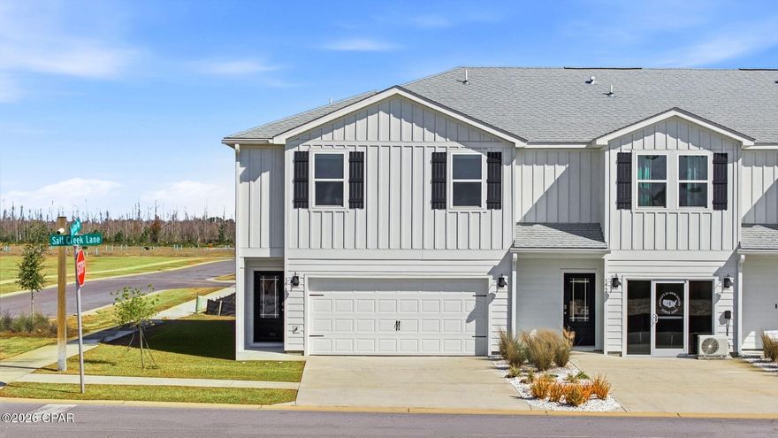 Have you and your family dreamed of owning your very own slice of heaven located less than a half a mile from the world's most beautiful beaches? Now is your opportunity!  Introducing Salt Creek, the newest townhouse development in Mexico Beach. This community is nestled on the eastern edge of Bay County. This is a spacious 4 bedroom and 2.5-bathroom townhome. On the exterior, you will find quality Color-Plus Hardie Board and 30-year dimensional shingles. Convenience meets security with steel garage doors equipped with openers, weatherproof outlets, hose bibs, and Kwikset deadbolts on all exterior doors. As you enter the front door, you will feel right at home with beautiful EVP flooring at your feet, leading you to the open living room and kitchen and the spacious upstairs. In the kitchen and bathrooms, you will find gorgeous quartz countertops, white cabinets with brushed nickel hardware, and stainless-steel appliances. Stay cool at the beach with energy-efficient cooling and heating systems, Low-E insulated windows with screens, and water-saving elongated commodes. For added security, every home comes equipped with a Safe Haven Surveillance system, Skybell doorbell, Honeywell thermostat, and Deako Smart Switches. Builder provides hurricane window fabric for added protection for needed windows and doors. This will help in insurance premiums and your piece of mind! A one-year builder's warranty and a ten-year structural warranty is included!

You will want to bring your boats...There is a public boat launch less than a half of mile from your beautiful townhome that has easy access to the Gulf of America. Only minutes away by boat or land is some of the best bays for scalloping and fishing this state has to offer! You have several dry storage boat facilities very close by if you wanted to leave your boat in the area for those short weekend trips down. A short 15-minute drive to Port St. Joe will provide you with dining and shopping options for you to enjoy. This is a wonderful place to live and raise a family with a laidback and quiet coastal town vibe. Located less than 20 minutes to Tyndall Air Force Base, you could have a straight shot to work every morning with little to no traffic! Escape the hustle and bustle with a peaceful community atmosphere free from heavy traffic and short-term rentals. Welcome to Salt Creek - where coastal living meets modern comfort.