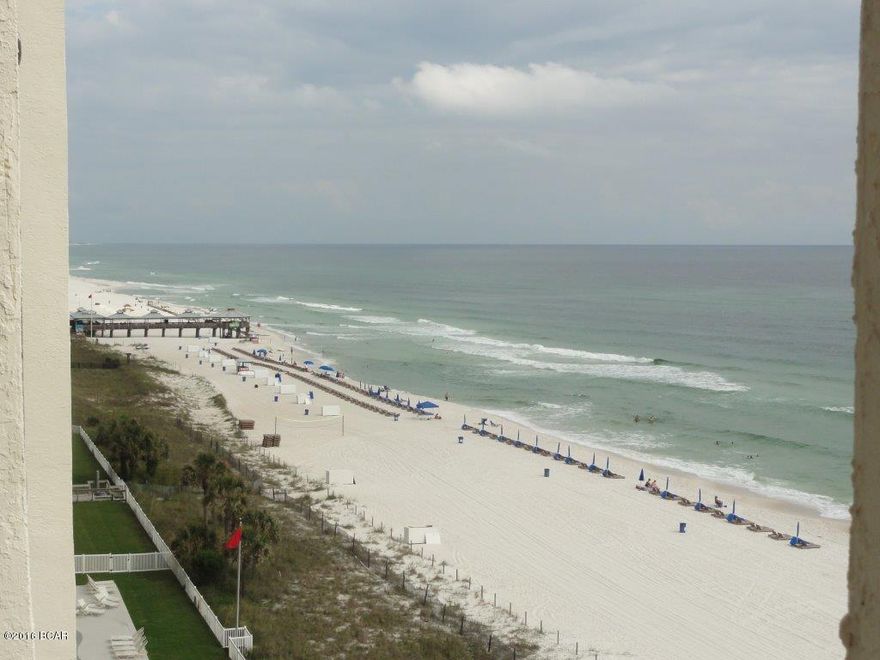 Best floor plan on the beach! Spacious balcony with endless panoramic views of the Gulf! Split bedroom plan and a separate efficiency which can be used as a 3rd bedroom or is self sufficient with separate entrance, kitchenette, bath and private balcony. Finest amenities around including pools, poolside bar and grill, hot tubs, dedicated beach, tennis courts and exercise room. Convenient to shopping and restaurants. Don't miss out! Show and submit your offer today! All square footage noted is approximate.