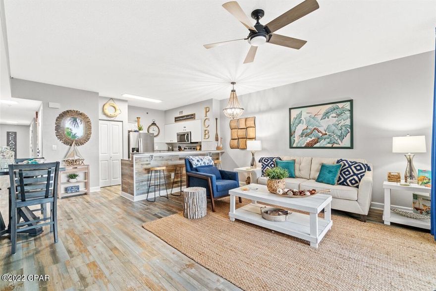 Check out this beautiful unit that has been refurbished from top to bottom with furniture less than three months old and appliances. It's nicknamed ''Sandy Feet Retreat'' because it's so low to the ground floor your feet can touch the sand. This means zero elevators, no driving all the way up the parking garage, parking on the same floor and beautiful pool and sunset views through the palm trees to give you that nice island vibe. This unit is also a great rental machine and the rental potential is all the more reason you won't want to miss this opportunity. It comes fully furnished and turn key ready! This was heavily decorated by a veteran interior designer who happens to be the owner and the pictures may show attention to detail. You will fall in love with the level of pure chic!