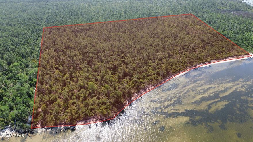 +/- 18.5 waterfront acres on East Bay. Adjacent to Eastern Shipbuilding and Tyndall Air Force Base. Municipal utilities available along Highway 2297. Additional +/- 80 acres surrounding property also available. +/- 750ft of waterfront. Bay County - Conservation Habitat zoning allows for 2 residential units per acre. Bay Co Parcel IDs: 04005-020-000 & 04005-010-000.