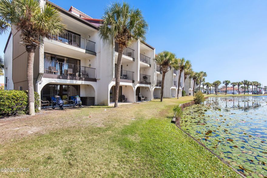 Prime short-term rental at Edgewater Beach Resort Golf Villas. This 2BR / 2.5BA condo offers an ideal layout for vacation guests, featuring two private bedrooms and two bathrooms upstairs, perfect for families or couples traveling together. Spacious, functional, and easy to maintain—exactly what today's renters love! Guests love Edgewater's resort-style amenities, including multiple pools, tennis courts, championship golf, fitness center, and designated beach access to Panama City Beach's sugar-white sands. The amenity-rich, gated setting drives strong demand, repeat bookings, and year-round rental potential. Conveniently located near shopping, dining, and entertainment, this condo checks all the boxes for a high-performing Airbnb or VRBO investment, with flexibility for personal use
when not generating income. A proven resort destination with built in guest appeal.
(buyer to verify all dimensions if needed)