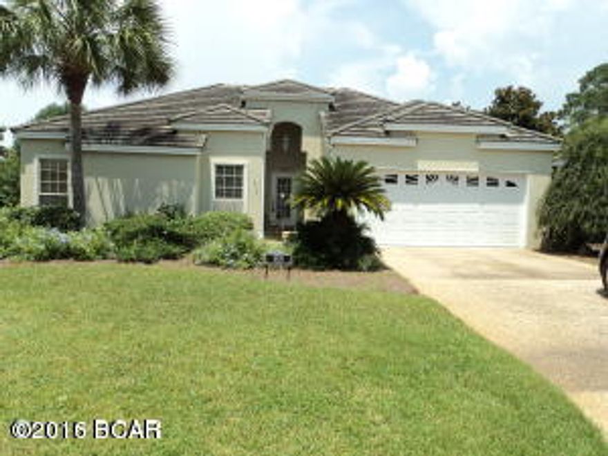 Beautiful 3BR/2BA Home in private community in Bay Point w/2 car garage, Screened in back porch and on a cul-de-sac. Home has tile floors, Berber carpet, Tray Ceilings, fireplace, fully equipped Kitchen.  Over looking pond and Golf Course. Legend Place community has beautifully maintained yards, so no yard work for the owner.  Quiet and peaceful area to relax and enjoy Bay Point living.  All dimensions are approx.