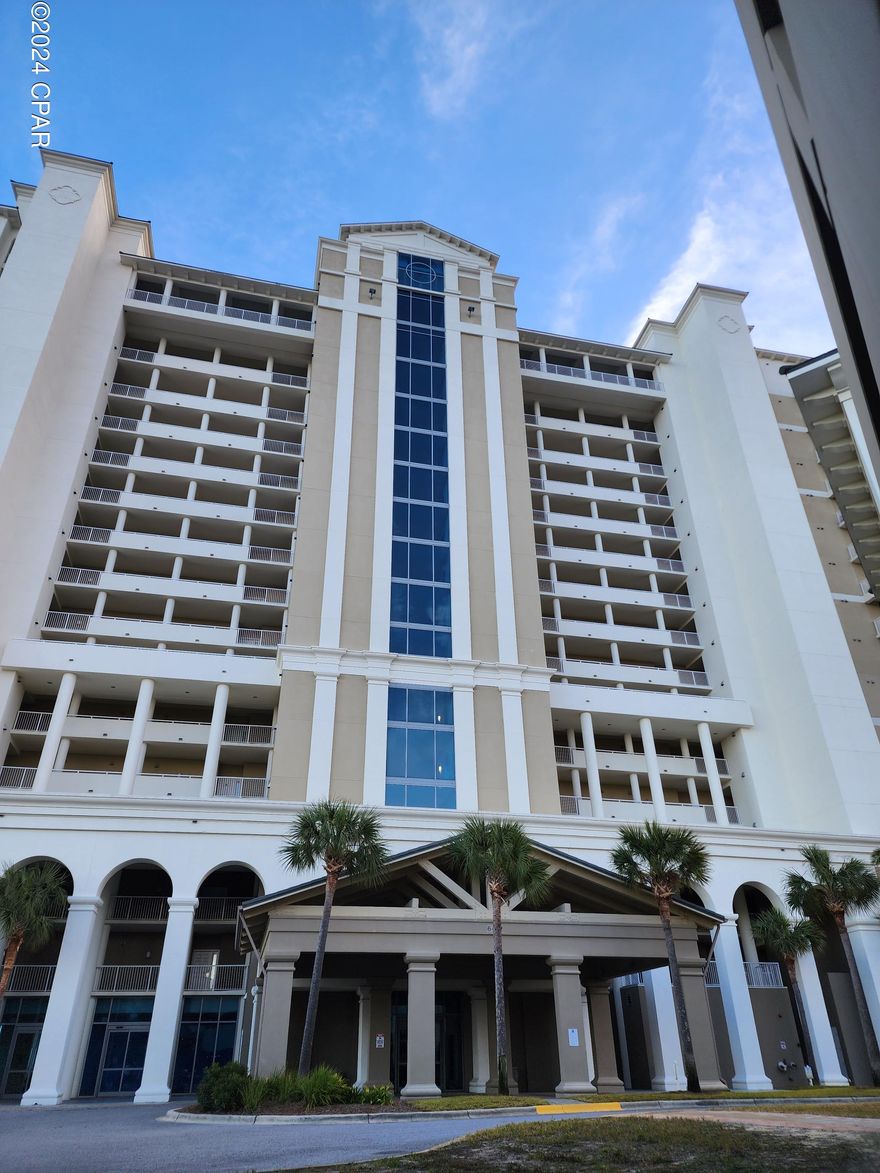 Marina Landing - Bay Front -Elegant 2 bedroom, 2 bath 5th floor condo.  There is a bay view from every room on the property. Property features open living room/dining room combo with fireplace, 2 master suites with ceiling to floor sliding doors, master bathrooms with double vanities and walk in closets. One master features garden tub and stand alone shower. The kitchen has all stainless steel appliances, granite countertops and kitchen island with breakfast bar. Stackable washer/dryer included. Balcony stretches along entire property and features a built in grill. Complex has swimming pool and fitness center. HOA provides trash, cable and water.