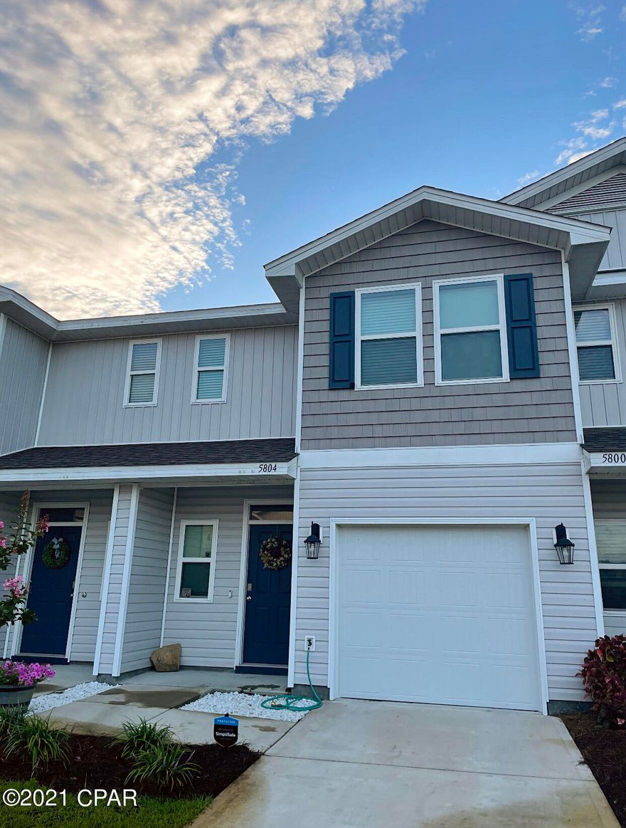 CURRENTLY UNDER CONTRACT, SELLER ACCEPTING BACKUP OFFERS. This community is nestled next to all major shopping/dining in Callaway, FL., has a pool, landscaping taken care of and is just minutes from Tyndall AFB. This lovely townhome feels very spacious with its open floor plan and natural lighting. 5804 Callaway Circle comes to you complete with 2 couches, area rug in living room, all major appliances to include LG washer/dryer set w/sidekick washer, Simply Safe installed with 3 interior cameras, 3 smoke alarms, all downstairs windows w/ alarms, and motion sensor upstairs. The garage is outfitted with a 220v outlet for partially or fully electric vehicles. Additionally, this home comes upgraded with the Ecobee Thermostat System for energy efficiency.