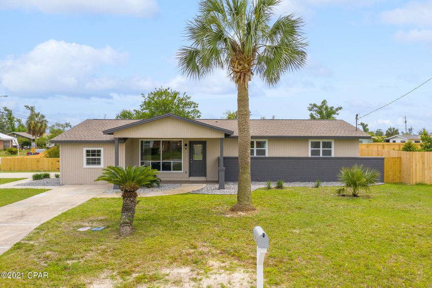 RECEIVED MULTIPLE OFFERS, PLEASE SUBMIT HIGHEST AND BEST BY FRIDAY 12PM 4/30/21. ***Like NEW, fully renovated 4BR/2BA, close to Tyndall AFB! Move right in! BRAND NEW roof, WVP flooring throughout home, stainless steel appliances, HVAC with new air ducts, hot water heater, electrical, windows, insulation, light fixtures, granite vanities. Gorgeous eat-in kitchen with beautiful granite countertop with brand new cabinets and a beautiful living room with windows all around facing the private backyard. Down the hallway you will find the master suite, two bedrooms and a hall bath. The small hallway off the kitchen/dinning room leads to a 4th bedroom/flex space and the laundry room. The large fully fenced backyard is perfect for kids or pets.