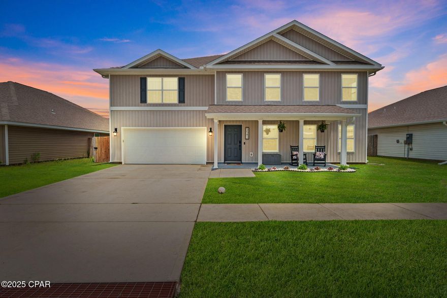 This exquisite 5-bedroom, 4-bathroom home boasts 4,128 sq/ft of thoughtfully designed living space, perfect for families seeking both luxury and functionality.  

Step inside to discover an inviting open floor plan that seamlessly blends the living, dining, and kitchen areas.  The heart of the home features custom granite countertops that will inspire your culinary adventures. With ample cabinet space and high-end appliances, cooking and entertaining have never been easier.  This home is designed with attention to detail, including a stunning custom fireplace that serves as a focal point in the living area. Ceiling fans throughout ensure comfort year-round. Upgraded LVP flooring and carpet throughout the home add a luxurious touch to the living space.  While custom epoxy garage flooring and ample tool storage meet all your organizational needs.  Need a play area, gym, or home office? The 520 sq/ft loft offers endless possibilities to suit your lifestyle. Customize this space to meet your unique needs, whether for work or play.

Step outside to your expansive backyard, where an oversized patio invites you to relax and unwind while taking in the picturesque pond view.  Enjoy easy access to Tyndall AFB, shopping, and stunning beaches. For those who love the outdoors, HG Harders Park is nearby, offering disc golf, scenic walking trails, and delightful fishing ponds.

SMART Home technology throughout the home, hardwired exterior lighting, and rain gutters, provide added convenience and comfort while enhancing the property's charm.

5.75% VA Assumable mortgage