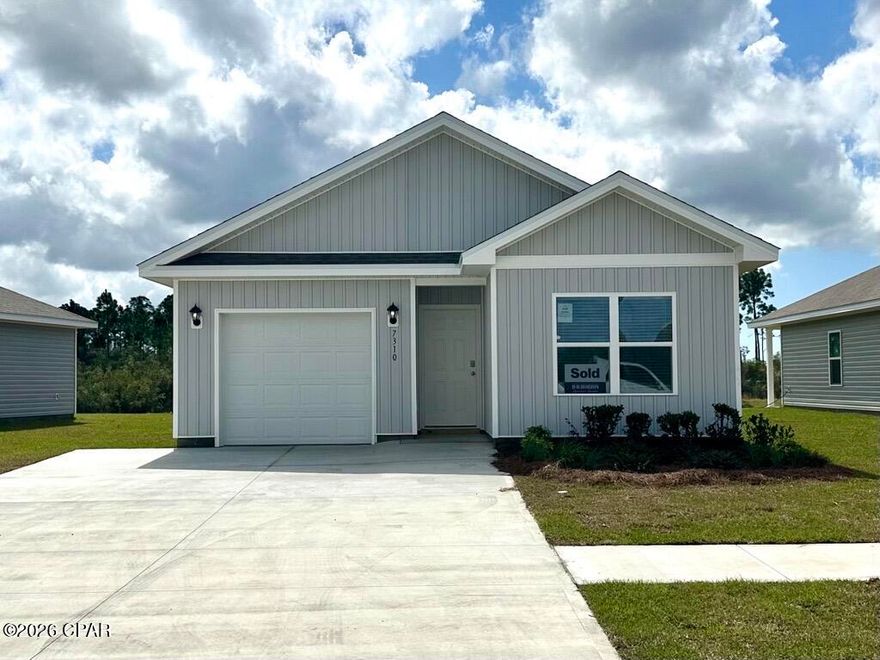 Welcome to the Bowen, a new floor plan located at Liberty in Panama City, Florida. The Bowen is a spacious single-story home floor plan just over 1,500 square feet with 4-bedrooms with 2-bathrooms, and a 1-car garage. Met with an inviting foyer, and a hall leading to the second and third bedrooms; with a full bathroom tucked in between. Also, upon entering the home you will have immediate access to the single-car garage, storage, and your laundry room. Just beyond the garage is your fourth bedroom that could also serve as an office. Each bedroom offers plenty of space and sizeable closets for organization.

As you continue to the end of the hall, you will find the remarkable open layout of the dining and living area meeting a beautiful kitchen. The kitchen includes granite countertops, stainless steel appliances, beautiful white cabinetry, and a peninsula perfect for serving guests and for additional seating. With natural light and nearby back door and patio access, the living and dining area are integrated perfectly to complete this space for you and your guests to enjoy. This plan offers easy maintenance in the main living area and all bathrooms with our engineered vinyl plank flooring.

The primary bedroom is tucked away off the living area. The elegant sunlight beaming in, this suite offers a serene retreat with close access to the patio from the living area. The primary bathroom features granite countertops and a large walk-in closet. In addition to all the features and amenities our Bowen Plan offers, each is built with our Smart Home technology package, designed to bring the ease and convenience of life right to your fingertips.

On the outside of this popular plan, you will see durable vinyl siding, a rear patio to enjoy the spacious back yard. Sidewalks line the neighborhood streets for you to enjoy the beautiful Florida weather. Our Liberty community features underground utilities making it less susceptible to damage from severe weather leading to fewer outages and more reliable service. Residents of Liberty can enjoy exclusive access to two amenity centers, complete with two pools, a children's splash pad, two playgrounds for endless fun, a well-equipped fitness center, two pickleball courts and a basketball court to name a few things. To learn more about this home for yourself, call us to get connected today!