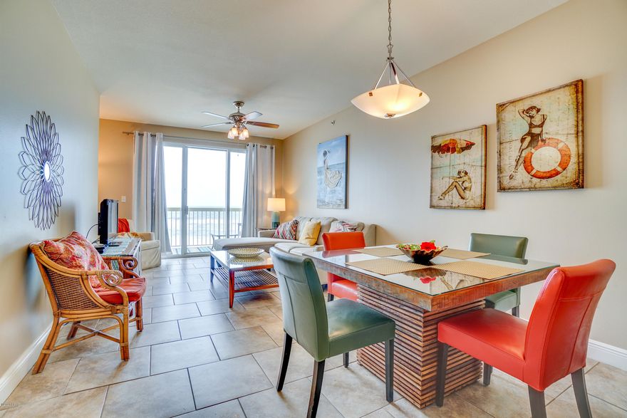 Celadon unit 408 is the beach getaway you've been dreaming of! With 1157sq.ft. floorplan, this oversized 2 bedroom, 2 bath gulf front condo is superb for entertaining and lives like a beach house in the sky! This unit is features an additional bunk room and has the footprint of a standard 3bed condo – sleep 8!. Perfect elevation within the stack! Riveting Gulf views from the kitchen, living room, and master bedroom are framed by very attractive, seaside inspired interiors with comfort and style in mind. This offering features all the extras such as tile flooring in living area. Property is very clean and well maintained. The gourmet kitchen features custom tiled backsplash and breakfast bar, stainless appliances, loads of cabinet space, and is fully stocked & family ready! Ocean Front master bedroom opens up directly to balcony, a very desirable feature on the beach - you don't even have to get out of that king bed to enjoy those world class Panama City Beach sunsets! Sunshine and warm gulf breezes abound from the large balcony (130sq.ft) - enjoy sunrise views in the morning and Sunset views in the evening - the ultimate in alfresco living! This condo is move in ready - great for second home, vacation rental or full time living. If you are looking for a one of a kind property and a terrific investment, look no further! Celadon Beach is located on the much desired west end of Panama City Beach and offers resort style amenities including 283' of Gulf frontage, heated Gulf front pool and spa, indoor/outdoor heated pool, 2 hot tubs, tennis court, media room, meeting/conference room, fitness facility, on-site rental office, 3 high speed elevators plus a 4 level parking garage with walk-over to the lobby and rental desk.