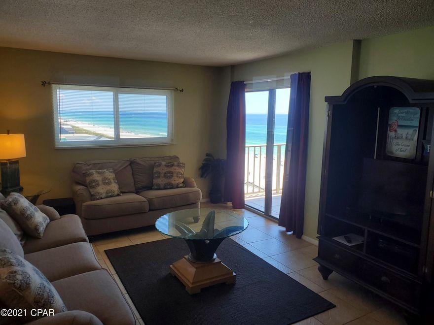 This gulf front 3 br condo at Regency Towers is located on the east wing providing great sunrise views.  The balcony off of the living room and master bedroom displays beautiful views to enjoy your morning coffee.  This complex is in a great location on the quieter east end of the beach within walking distance to several favorite local restaurants and the state park.  The public boat launch is nearby with boat parking across the street for the saltwater anglers which is rare. The condo comes fully rented through the summer so buy it with bookings in place.  It can easily sleep up to 9 people with the current set up.  It has tile floors throughout, all the way to the balcony.  The condo comes fully furnished and ready to enjoy.  The amenities here are excellent with 2 large pools, a kiddi pool, indoor hot tubs, game room with pool tables, exercise room, grills and more.  There are swings overlooking the beach to enjoy the evenings.  There is even a snack bar for a cocktail or a quick bite to eat.  It even has security at the gate and roving.  What more could you want?  Make an appointment to see this one before it's too late.