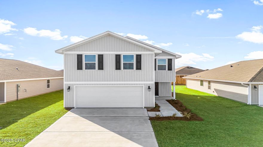 The Aisle floorplan is a two story 4-bedroom 2.5 bath, 1960 square foot home. As you enter the home through the foyer, you will notice the open floor plan. The downstairs features a kitchen that is open to the large living room and dining area. All bedrooms are located on the second level. The primary bedroom features a large bath with dual sink vanity, a large closet and separate shower and soak tub. Interior features of this home include, beautiful EVP flooring, carpet in bedrooms, durable laminate countertops, white cabinetry, and stainless appliances including a smooth top range, microwave and dishwasher. Titus Park is located in Panama City, Florida and only minutes away from Tyndall Air Force Base! This large scale, multi-phase community is centrally located off Highway 390 and just north of Highway 231 and is surrounded by a multitude of shopping centers, restaurants, and is only minutes from the North Bay and St. Andrew's Beaches. Home and community information, association fees (if any), included features, terms, availability and amenities, are subject to change at any time without notice or obligation. Drawings, pictures, photographs, videos, square footages, floor plans, elevations, features, colors and sizes are for illustration purposes only and will vary from the homes as built. Landscaping and furnishings may be decorator items not included in the purchase price and may not be available.