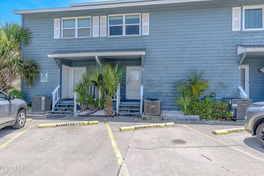 This 2 bedroom, 2.5 bathroom townhome, which includes a bunkroom, is the perfect vacation rental designed to comfortably accommodate 8 guests. The living area and primary bedroom offer stunning views of the sandy beach. The property features upscale amenities, such as premium appliances and stylish decor. An elevator within the townhouse provides added convenience, and it's just steps away from the beach. Ideally situated on the west side of Panama City Beach, it is close to grocery stores and a quick drive to Pier Park. Sold furnished & setup for vacation rental, and comes with summer bookings.