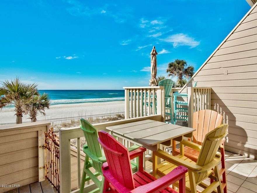 Welcome to the Shores Townhomes, located on the Exclusive West End within two minutes to Rosemary Beach and 30A. Six minutes to Pier Park. This 1665 sq foot spacious luxury BEACHFRONT townhome is a three story, 3 bedroom/3 bath unit with a garage accommodating up to eight people offering spectacular views of the Gulf of Mexico and a large pool on the property! The unit has been completely renovated and comes with a parking garage on the first floor where you can store your beach chairs, umbrellas, kayak, etc. The Kitchen, bedrooms and bathrooms are located on the second and third floors and are fully equipped with flat screen TVs, ceiling fans, tile and wood floors, free wifi, balconies overlooking the Gulf, and much much more.