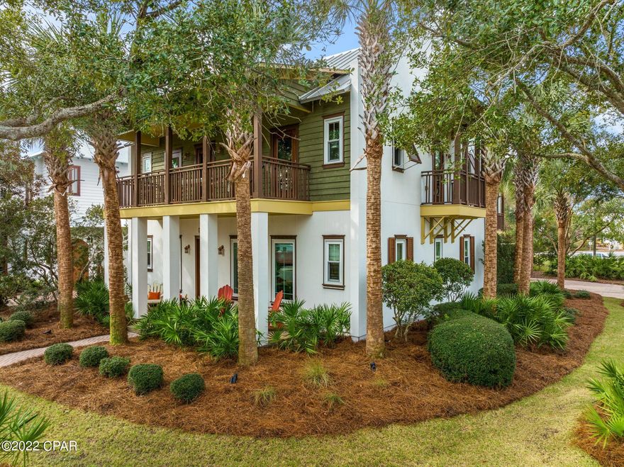 Welcome to Martinique, one of Panama City Beaches' most prestigious gated neighborhoods, offering this unique upscale, West Indies architectural designed custom home. Exclusive gated community located on Grand Lagoon within walking distance to best-rated restaurants like Captain Anderson's and the Grand Marlin. It is perfectly located across the street from a full-service marina and several boat and jet ski rentals. Upon entering the home by walking through the front door, or the beautiful courtyard, you will feel all the good vibes this home has to offer. The courtyard has a beautiful pool, not too big and not too small, perfect for cooling off in the summer and enjoying the privacy within the four walls, that are well maintained and manicured. Enjoy entertaining in your formal or casual dining areas. You additionally have plenty of room for over-flow guests at the eat-at kitchen bar. The laundry room and bonus office space is located on the ground floor, as is the living room. The main floor has stained concrete flooring, while the second level has cherrywood flooring. The master and additional two bedrooms are located on the second floor. This home boasts a detached two-car garage with beautiful carriage-style doors. Over the garage is a gorgeous carriage house for guests, or makes for an excellent spacious home office. Recent vast updates to the home include hurricane rated windows, hot-water heater, main house HVAC system, elastomeric stucco paint and cedar plank siding sealant/stain, solid mahogany doors, pool resurfaced, new filter, pool deck repainted, high end KitchenAide appliances with new chef style range/oven, and new dishwasher, updated light fixtures, updated master suite/en-suite, and new blinds/window treatments. The Martinique neighborhood is conveniently located on the east side of Panama City Beach, close to in-town hospitals, Doctor offices, Panama City business district, and Universities. If time is essential to you, you will love this small density neighborhood, only a minute or two out the gate onto Thomas Drive. Neighborhood amenities include freshwater ponds, children's playground, and a community pool. This home is spectacular and a must-see on your list.