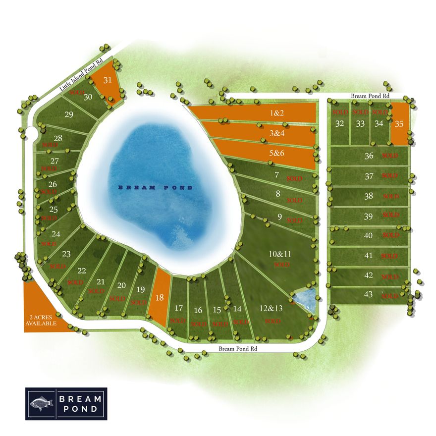 BREAM POND 1.2 ACRE WATERFRONT LOT-This is a Dream Property in a secluded and serene subdivision with natural surroundings and the beautiful spring fed Bream Pond in Northern Bay County. All 1+ acre lots, Paved Roads, Underground Electric and many large trees on each lot. This property is about 1/2 mile East of Hwy 77 and 1/2 mile South of Hwy 20 making it a very convenient location. Bream Pond is a Beautiful approximately 30 Acre Lake that is known for its fishing. It has clean clear water and a white sand lake bottom making it a desirable Lake for swimming, kayaking and other water activities.