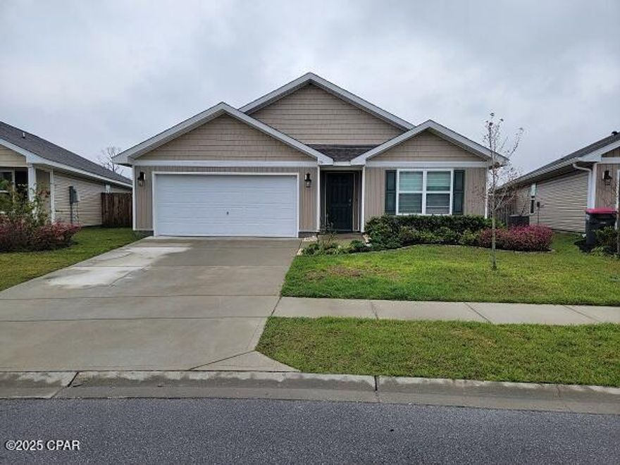 Bridge Harbor! 4 bedroom 2 bath home 2 car garage with privacy fence. This home features an open floor plan, split bedroom plan, LVP flooring in the living room areas and carpet in the bedrooms, spacious kitchen with center island, pantry, master bathroom has a large soaking tub, separate shower, large walk in closet, covered patio for sitting and enjoying the pond view. W/D hookups and ALL ELECTRIC.
Community offers sidewalks and a community pool.
1 small dog under 20 lbs. $50 Pet Fee/$250 Pet Deposit/$25 per month pet rent.
TENANT OCCUPIED until 6/30/2025  Available:  7/7/2025